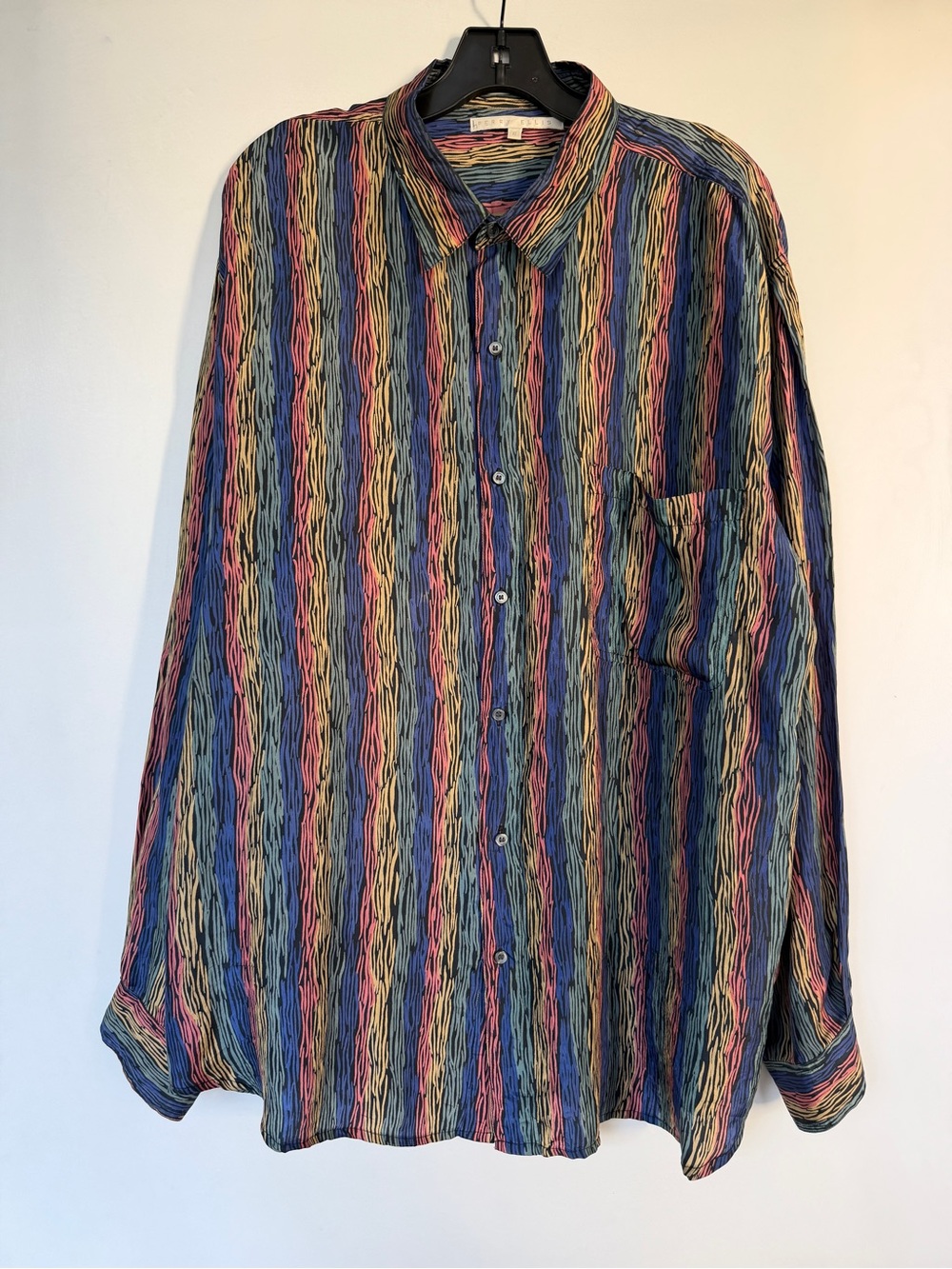 Perry Ellis vintage multicolor blue vertical stripe long sleeve shirt